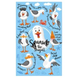 Squawk the Playful Seagull Funny Tea Towel 100% Cotton