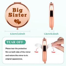 Big Sister Compact Mirror Sister Gifts from Sisters Christmas Birthday Graduation Gifts for Girls Daughter Sisters Wedding Party Gift Makeup Mirror Long Distance Friendship Gift Pocket Mirrors