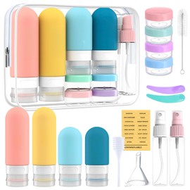 Botella de Viaje Silicona Transparente 3 en 1 Set Contenedores de Artículos de Tocador de Viaje Kits de Accesorios de Avión para Champú Acondicionador