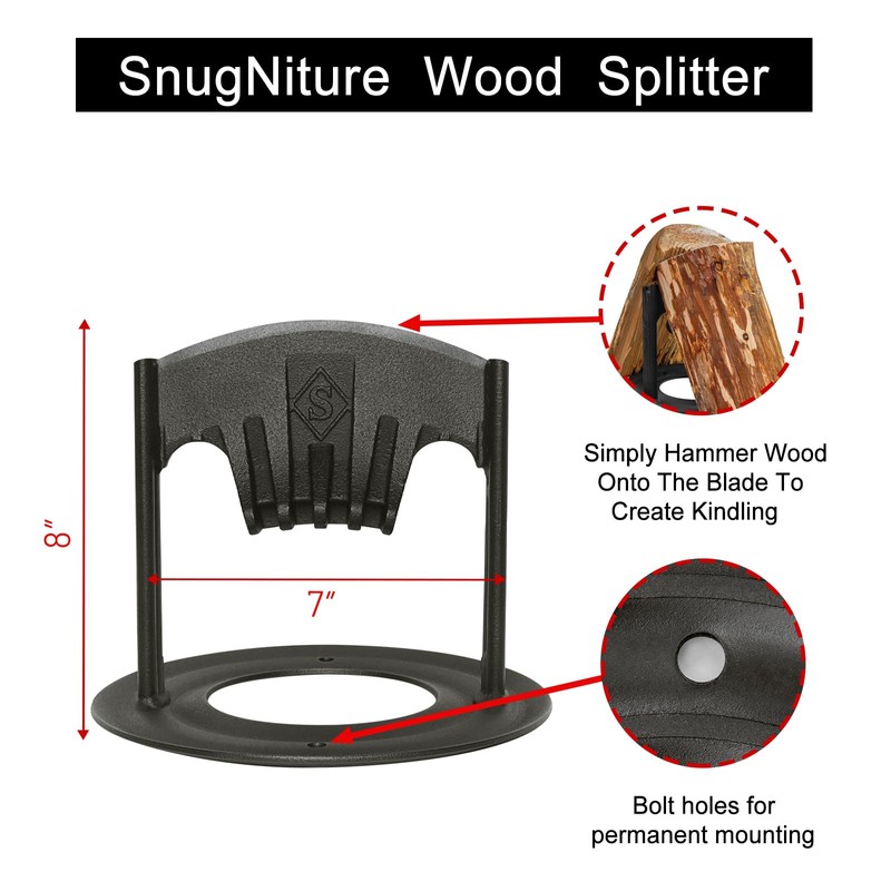 SnugNiture Firewood Kindling Splitter, Manual Kindling Log Splitting Tool, Cast