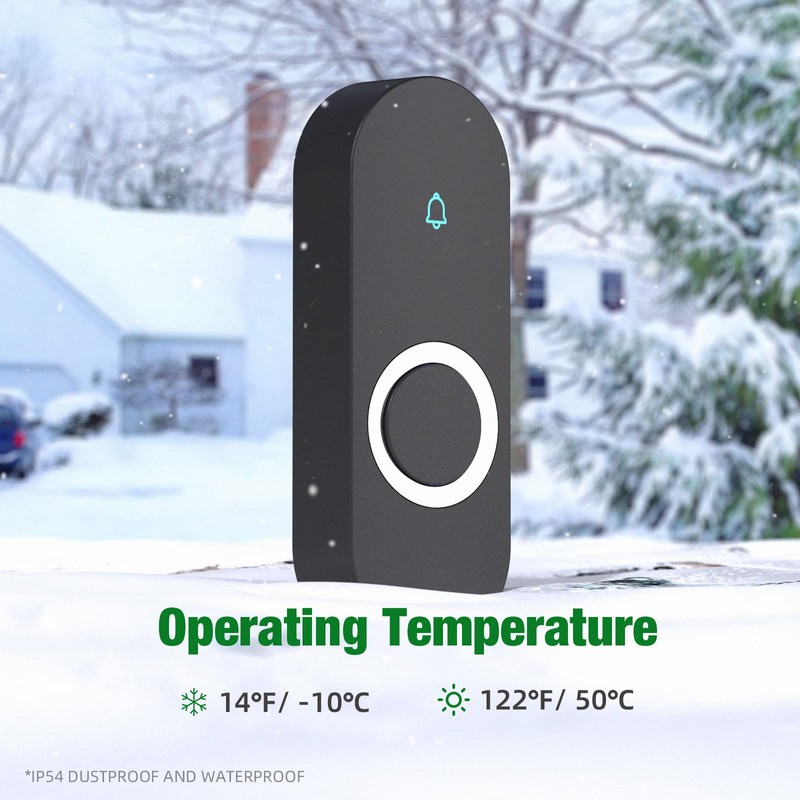 AIDA Lighted Wireless Doorbell for Home, Waterproof Battery Doorbell Wireless