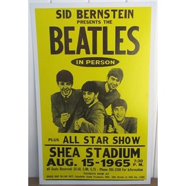 Vintage Beatles Concert Poster Shea Stadium Queens, NY 1965