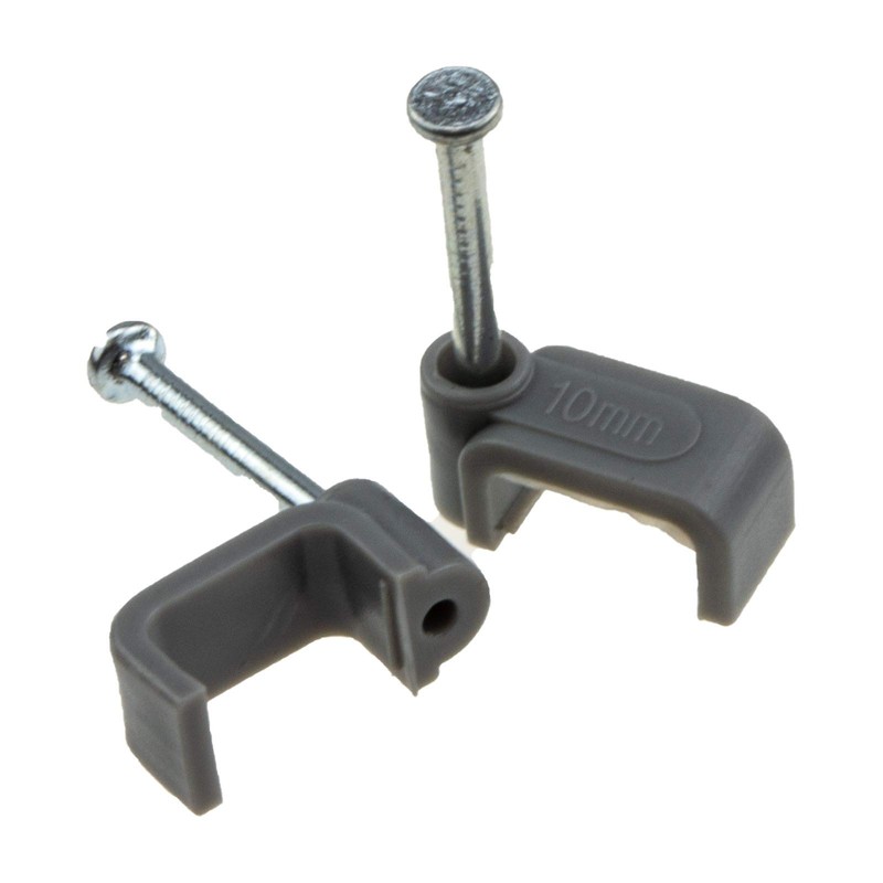 enTie FLAT Grey 10mm Cable Clips for 2.5mm2 Twin &