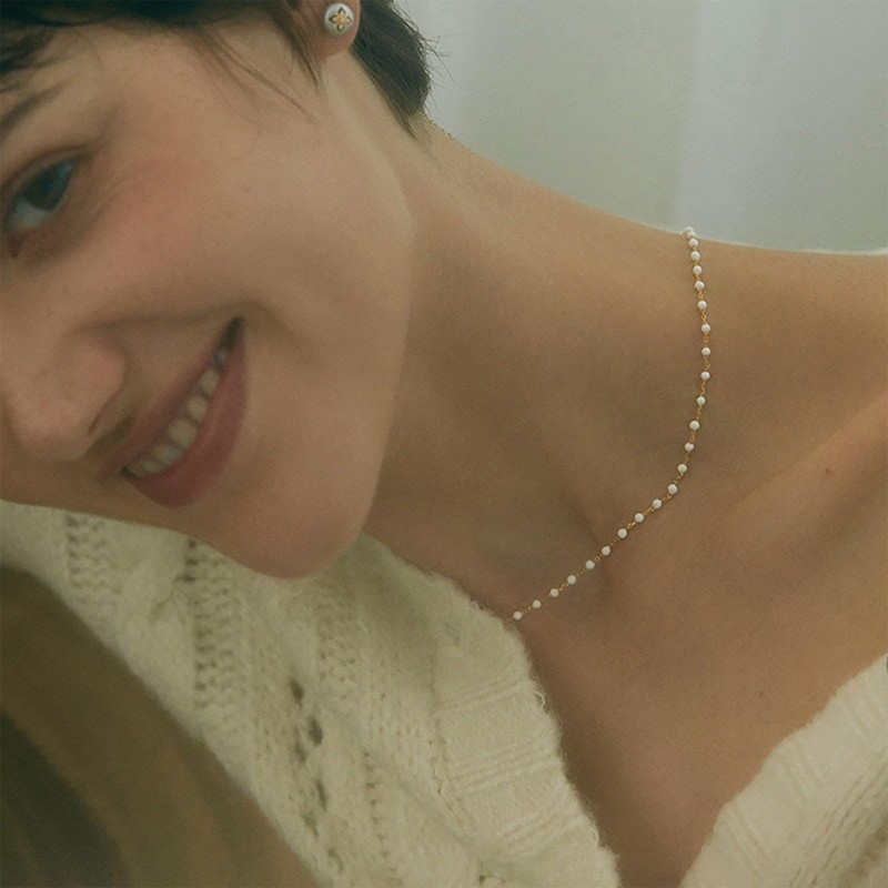 TseenYi Pearl Necklace Gold Pearl Necklace Small Beads Pearl Necklace