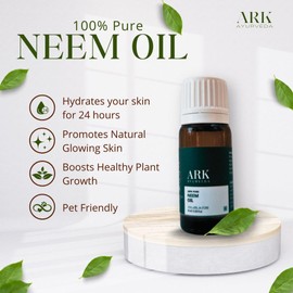 Ark Ayurveda Neem Essential Oil | 0.33 fl oz (10 ml) | 100% Pure, Cold Pressed Therapeutic Grade | Premium Skin and Hair Care | Made in India