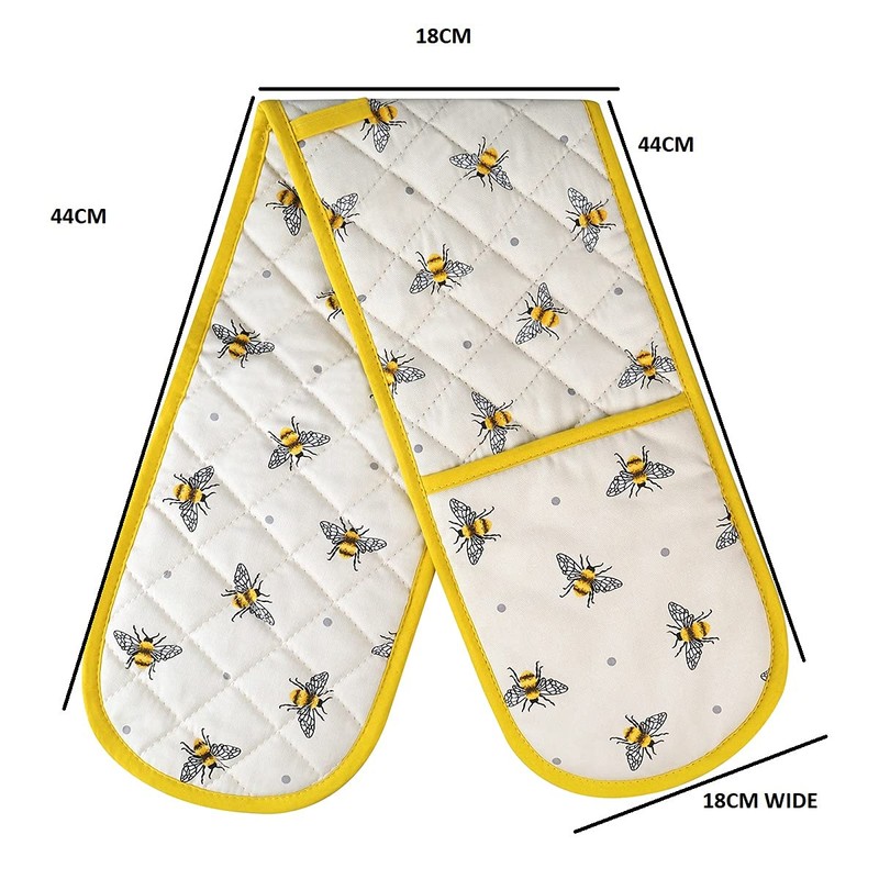 Double Oven Gloves UK Mitts Heat Resistant Mitten Heavy Duty