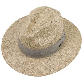 Stetson Caney Seagrass Traveller Men's Straw Hat Sun Hat with Elegant Trim Band Made of Straw Plain Straw Hat Spring/Summer, natural