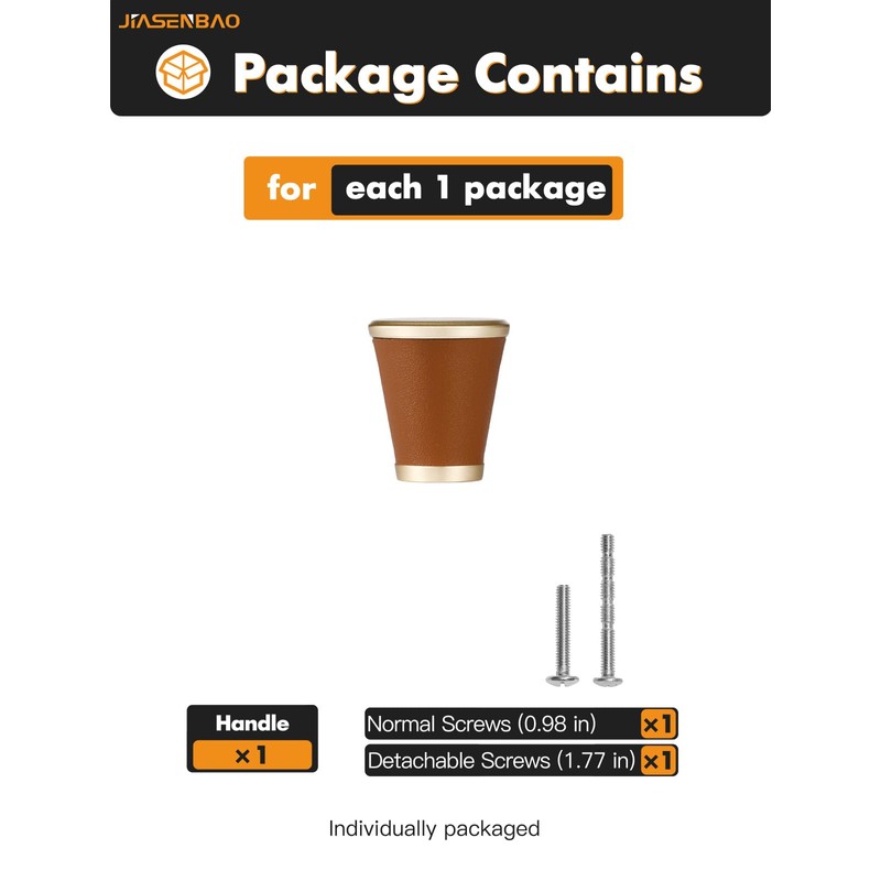 JIASENBAO Leather Drawer Pulls Trapezoid 5 Pack Gold Brown Leather