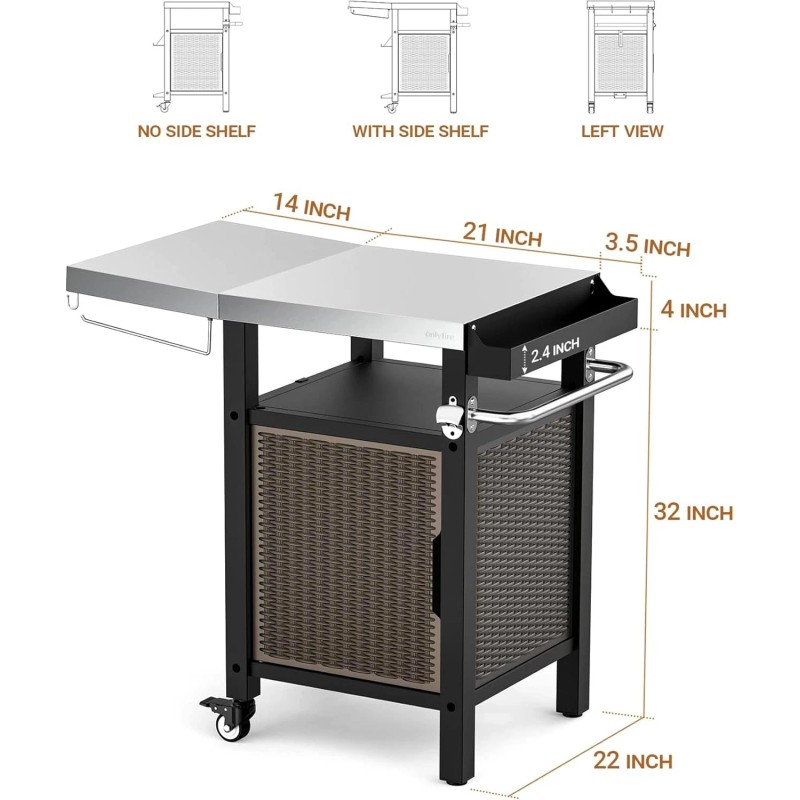 Kitchen onlyfire 35 Inch Rolling Kitchen Island and BBQ Serving
