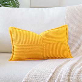 Artscope A Corduroy Cushion Cover, Decorative Cushion Cover, Sofa Cushion, Couch Cushion, Decorative Soft Cushion for Sofa, Living Room, Home, Bedroom, Yellow, 30 x 50 cm
