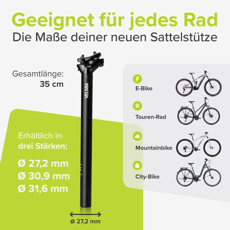 VELMIA Seat Post 27.2 - 31.6 mm - Easy Assembly