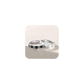 Matching Promise Rings for Couples 925 Silver Plated Engagement Wedding Ring Open Band Sets for Him and Her Cubic Zirconia Crystal Jewelry Gift for Girlfriend Boyfriend Size Adjustable
