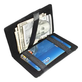 Genuine Leather Unisex Slim Magic Slim Bifold Minimalist Black Fashion New Wallet