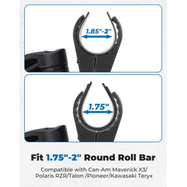 KEMIMOTO UTV Side Mirrors and Rear View Mirror Fit 1.75-2" Roll Bars, Heavy Duty Rear View Mirrors Compatible with Talon 1000R 1000X 1000X-4, Adjustable Center Mirror with Extended Bracket