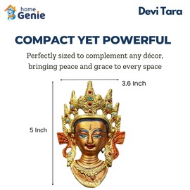 Home Genie Handcrafted Tara Devi Wall Hanging | Colorful Buddha Face Wall Dcor | Spiritual Home Decoration Piece for Vastu and Feng Shui