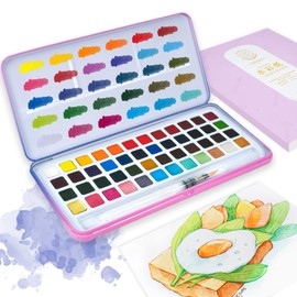 Paul Rubens MeiLiang Watercolor Paint Set, 48 Colors with Hot Press Watercolor Paper, 100% Cotton Cloth with Glitter Effect, Suitable for Watercolor Beginners and Professionals