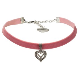 Alpenflüstern DHK263 Traditional Velvet Choker Rhinestone Heart Deer - Nostalgic Costume Necklace Tight Fitting Choker Elastic Women's Costume Jewellery Velvet Choker Narrow in Traditional Colours,
