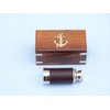 Hampton Nautical Scout's Chrome/Leather Spyglass Telescope with Black Rosewood Box,