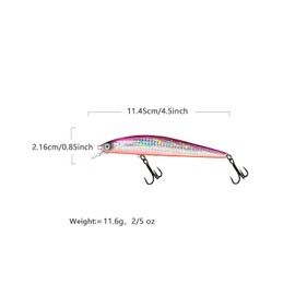 Minnow Fishing Lures crankbaits Set,Hard baits with Vibrant Colors for Trout, bass, Perch - Ideal for Stream and Lake Fishing， 5 Pieces (LS05-12)