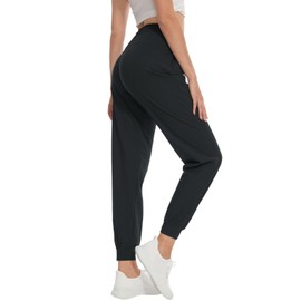 SEVEGO Women's 36" Tall Inseam Joggers Lightweight Sweatpants Zipper Pockets Athletic Workout Lounge Pants Black, M