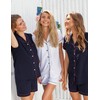 SWOMOG Conjunto de pijama para mujer, Azul marino, M
