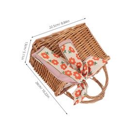 SAFIGLE Handwoven Rattan Goodie Bags Versatile Candy Storage Basket Elegant Wedding Favor Box Classic Top Handle Design for Showers and Gifting Occasions