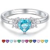 SAIERMEI Butterfly Birthstone Ring for Women Teens Daughters: Sterling Silver