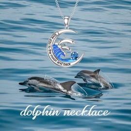 BETHZA Dolphin Necklace for Women Sterling Silver Natural Gemstone Dolphin Pendant Jewelry Gift for Wife Mom Teens for Birthday Christmas