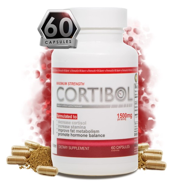 VH Nutrition CORTIBOL | Cortisol Manager Health Supplement | Maximum Strength Adrenal Support for Men and Women | Reduce Fatigue and Stress | 60 Capsules