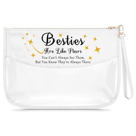 Bestie Friend Gifts for Women Clear Makeup Bag Unique Christmas Birthday Graduation Gifts for Teen Girl Bestie Long Distance Present for Her Cosmetic Bag Travel Toiletry Makeup Pouch