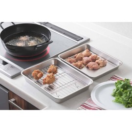 Yoshikawa 7041552 Stainless Steel Shallow Shape Square Bat, 18 Pieces (with Ami)