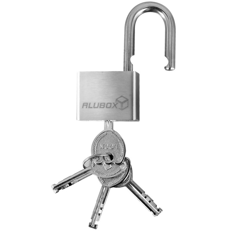 alubox Padlock Stainless Steel with 4 Keys Shackle 7 mm