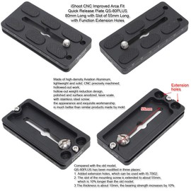 iShoot 80mm Long Metal Quick Release Plate for Large Camera Body with Battery Grip, Compatible with 39mm Arca-Swiss Fit Tripod Head Clamp