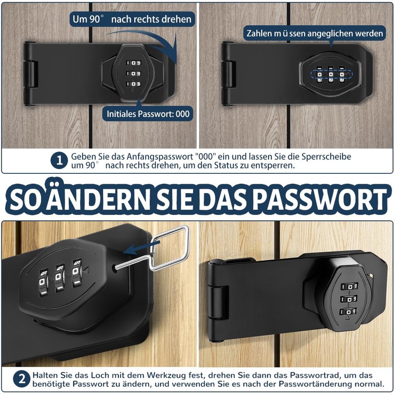 Hasp Lockable 4 Inch Security Hasp, Combination Lock, Door Lock,