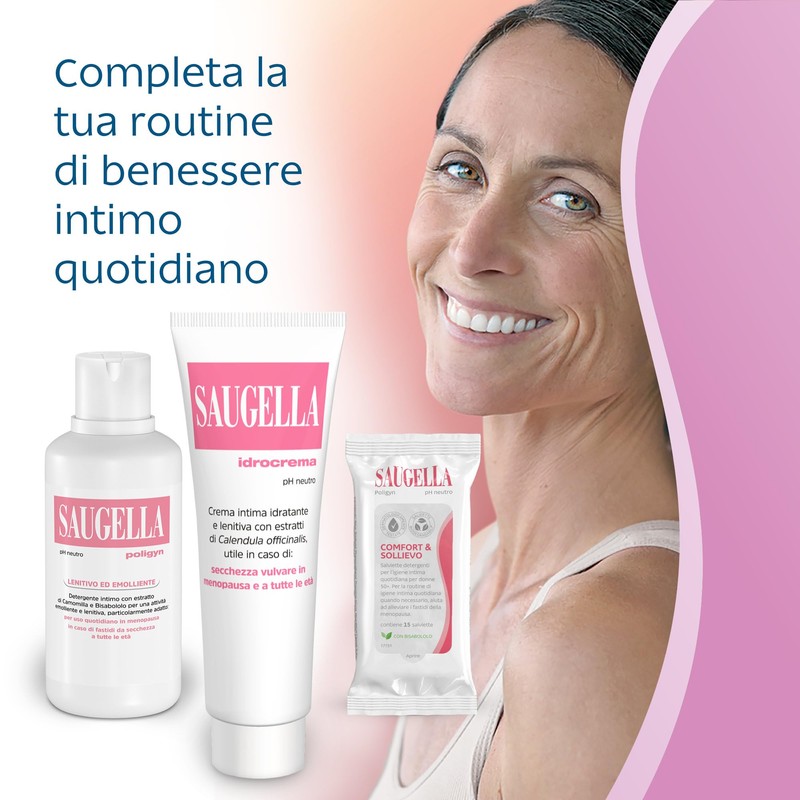 Saugella Idrocrema, pH Neutro, Idratante e Lenitiva, Adatto Menopausa, Secchezza,