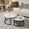 Wisfor Round Nesting Coffee Table: Set of 2 White Sintered