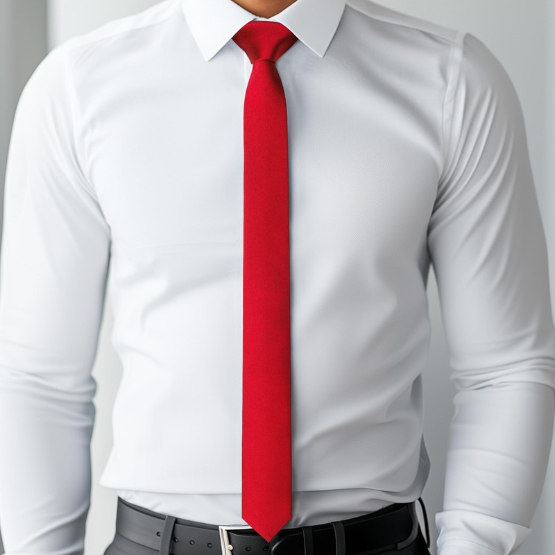 DR. ANISON Red Skinny Tie Men Women 2" (5CM) Slim