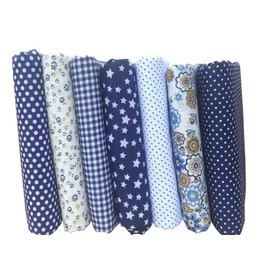 7pcs 10" x 10" (25cm x 25cm) Top Cotton Craft Fabric Bundle Squares Patchwork DIY Sewing Scrapbooking Quilting Floral Dot Pattern Dark Blue Fabric