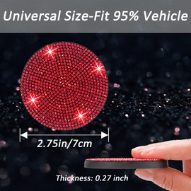 Piburth 4PCS Bling Car Cup Holder Coaster, 2.75 inch Anti-Slip Shockproof Bling Crystal Rhinestone Insert Car Cup Coaster, Automotive Interior Accessories for Womens Girls (Red)