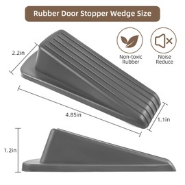 JZWBLILY Door Stoppers for Bottom of Door on Floor, Premium Rubber Door Stopper Wedge, Floor Sturdy Stackable Door Stops for Carpet Heavy Duty Door (Gray, 2 Pack)