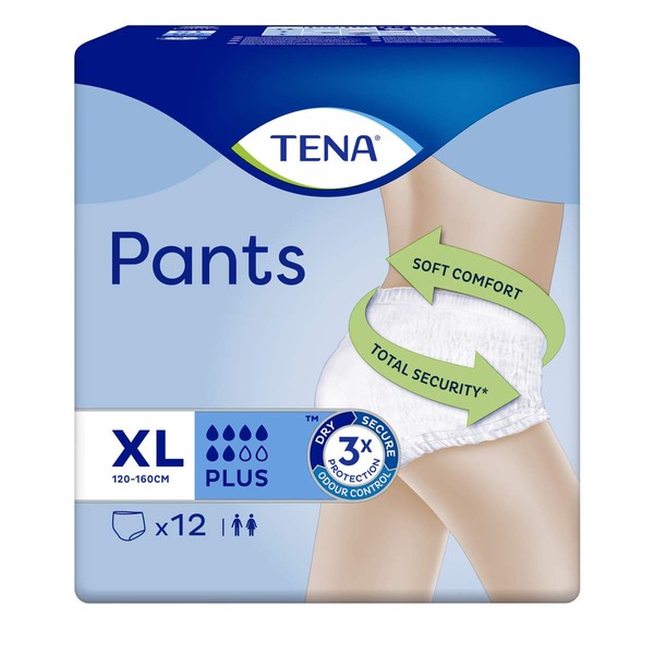 Tena Pants Plus XL - 12 Pull-Up Protective Underwear