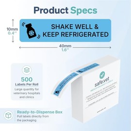 Etiquetas de farmacia veterinaria dispensadas para medicamentos | Rollo de 500 | Adhesivos codificados por colores de grado clínico para botellas de m