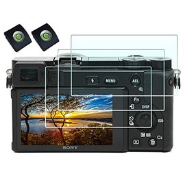 A6100 Tempered Glass Screen Protector for Sony Alpha A6100 Camera with Hot Shoe Cover,0.3mm High Definition 9H Hardness Optical LCD Premium Glass Protective Cover [3 Pack]