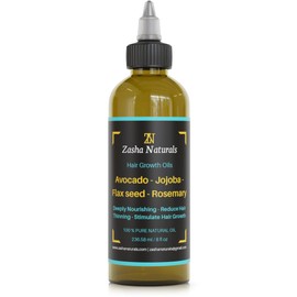 Hair Oil for Dry Hair - Cold-Pressed Rosemary Oil, Avocado, Flaxseed, & Jojoba - Dry Scalp Treatments for All Hair Types - Deeply Nourishing & Reducing Hair Thinning Oil by Zasha Naturals, 8 fl.oz