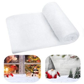 YUDAEE 80X240cm Christmas Snow Blanket Roll Fake Snow Blanket Fluffy Artificial Snow Blankets Carpet Sheets for Christmas Village,Table Runner, Xmas Tree Decoration,Winter Display Photo Props, White