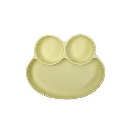 Abiie Octopod Frog Silicone Plates with Suction - Spill Proof, Easy to Clean - BPA-Free Bowl - Suction Plates for Baby and Toddler - Training & Feeding Divided Grip Dish (Pastel Yellow)