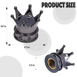 MEAJOO 6PCS Crown Tire Valve Stem Caps, with O Rubber Ring, Tire Air Valve Cap Plastic with Brass Core, Universal Cars, SUV, Trucks, Bikes, Motorcycles, Bicycles (Gray)