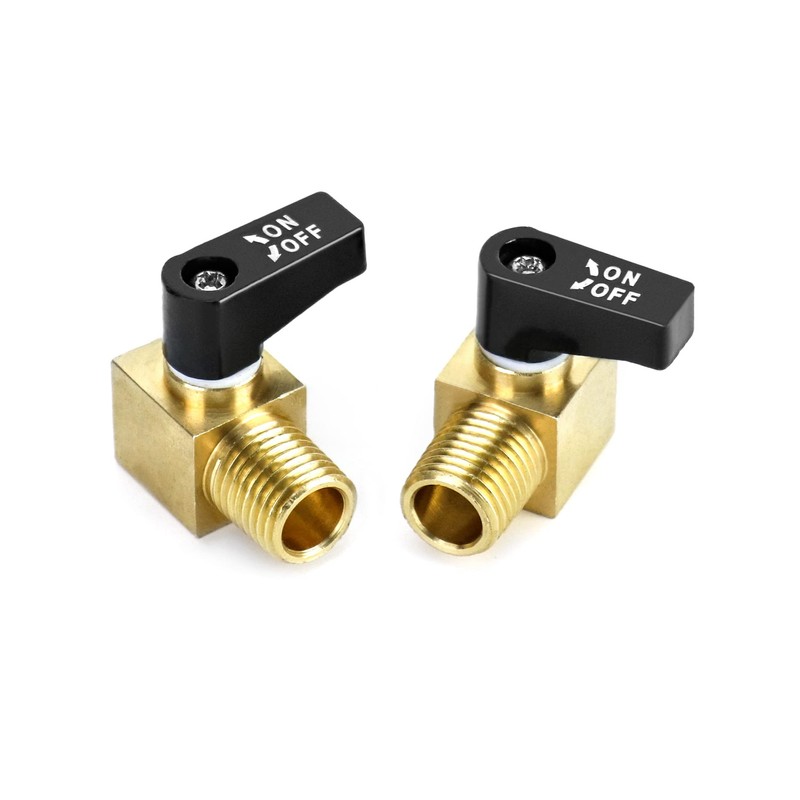 QWORK Air Compressor Valve, 2 Pack, Brass Mini Ball Valve,