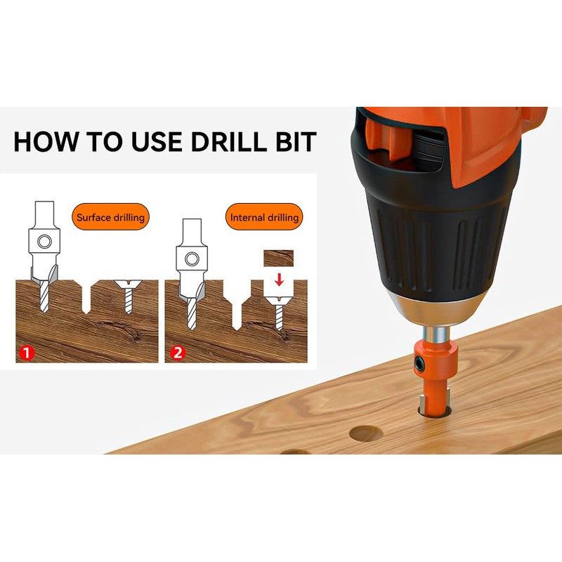 5 Pcs Countersink Drill Bit Set, Adjustable Drill Bit Quick