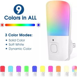L LOHAS LED Rgb Led Night Light With Dusk To Dawn Sensor 3 Modes For Kids Bedroom